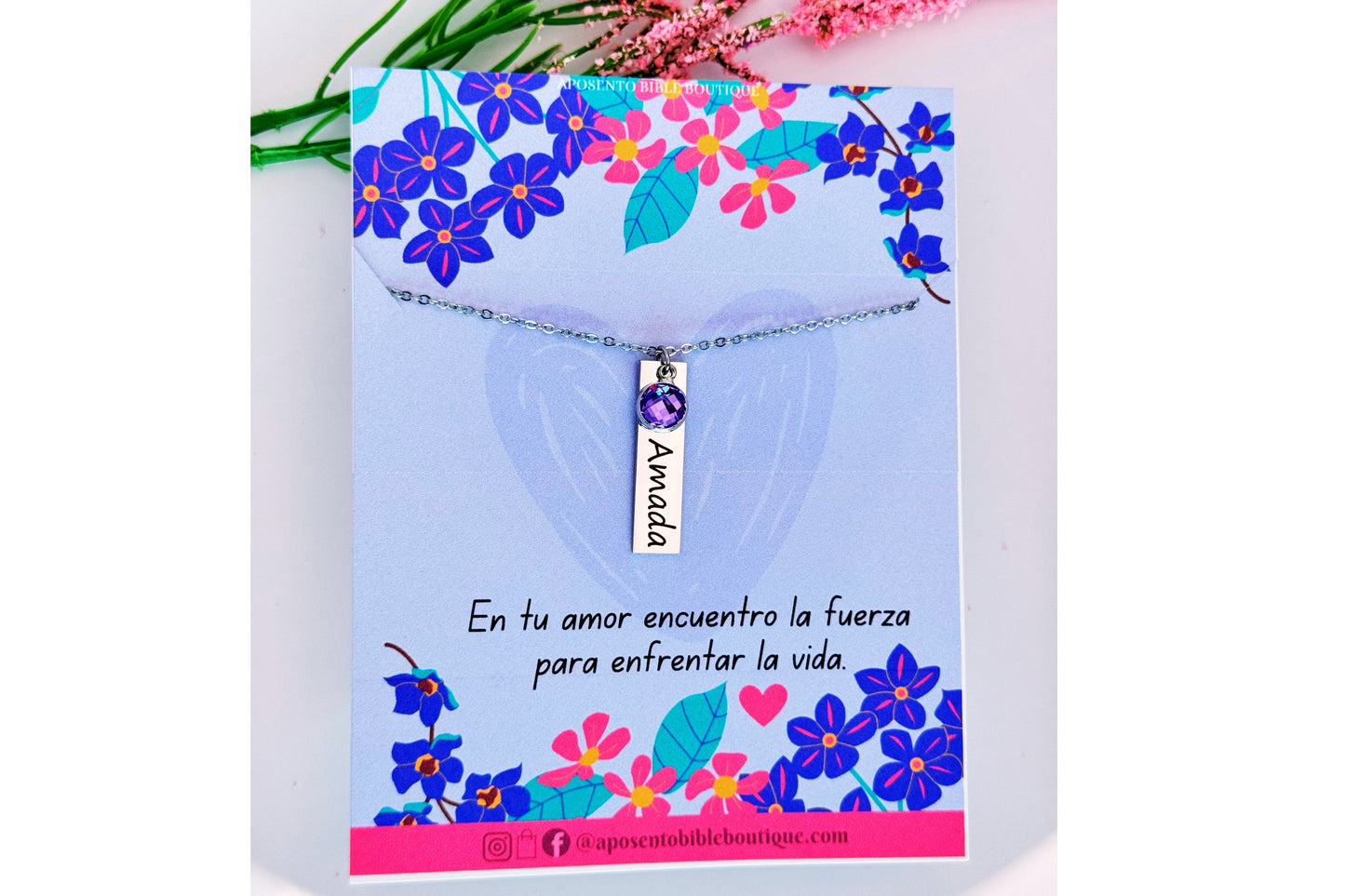 Collar "Amada" – Plata con Piedra Violeta