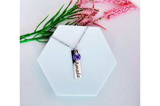 Collar "Amada" – Plata con Piedra Violeta