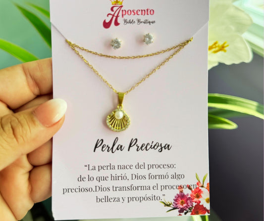 Collar “Perla Preciosa” – Concha en Acero Inoxidable con Perla