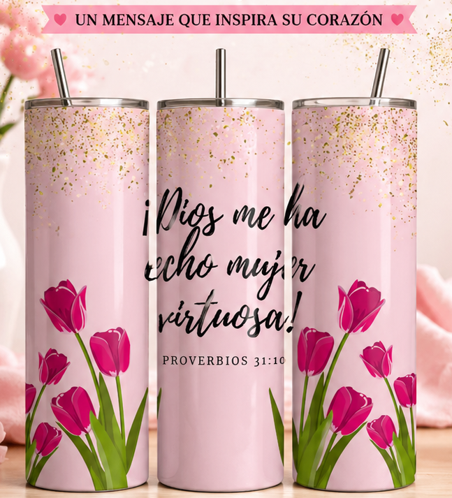 Tumbler 20oz Mujer Virtuosa | Acero Inoxidable Frío/Caliente (Stainless Steel)