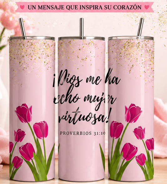 Tumbler 20oz Mujer Virtuosa | Acero Inoxidable Frío/Caliente (Stainless Steel)