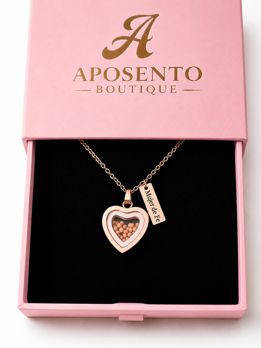 Collar Mujer de Fe Rose Gold – Semilla de Mostaza Real