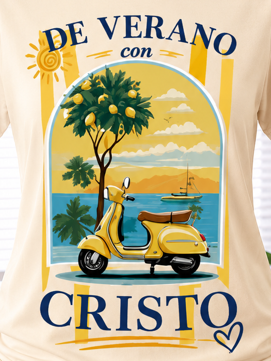 De Verano con Cristo | Camiseta Cristiana Tropical