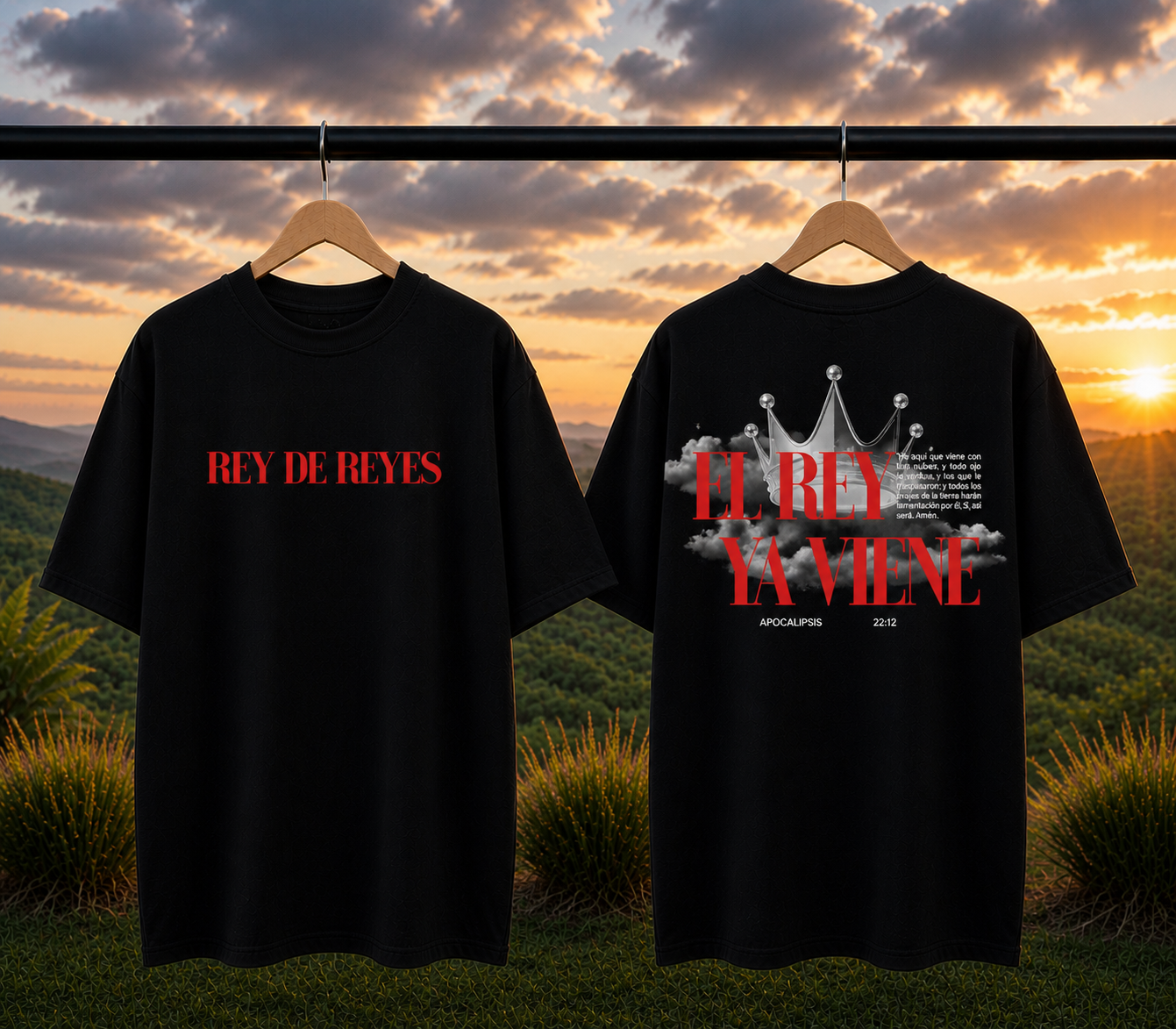 Camiseta El Rey Ya Viene | Apocalipsis 22:12 | Algodón Premium Oversized