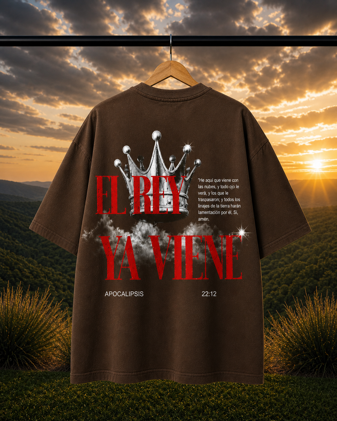 Camiseta El Rey Ya Viene | Apocalipsis 22:12 | Algodón Premium Oversized