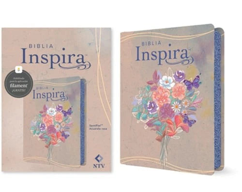 Biblia Inspira NTV – Edición SentiPiel Acuarela Rosa